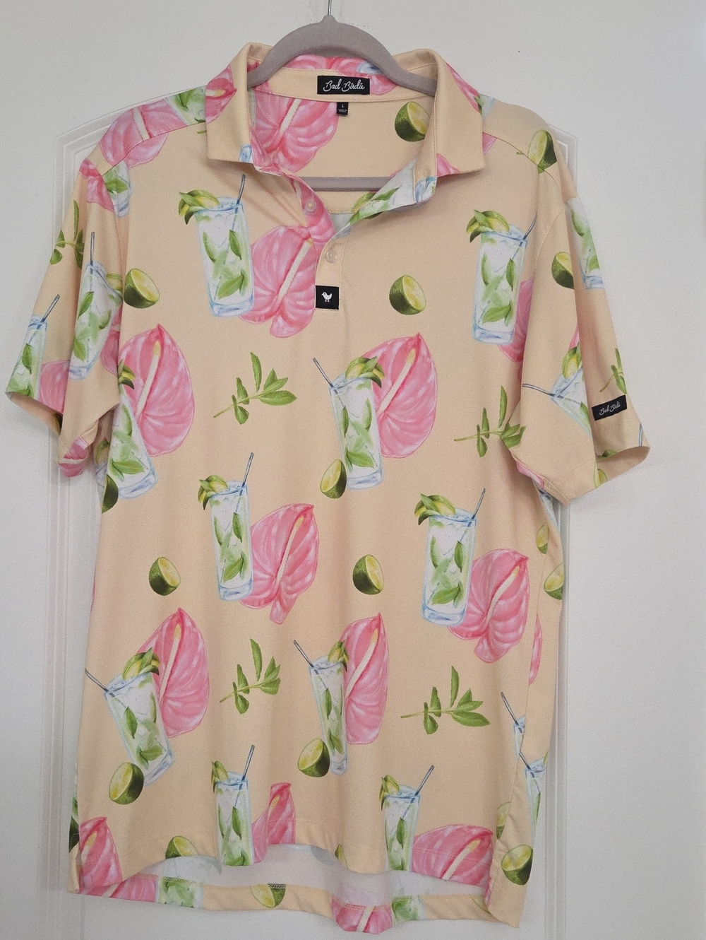 Bad Birdie Golf Polo In Great Condition! Features A Fun Cocktail Pattern!🍋‍🟩